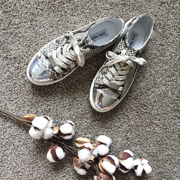 Steve Madden | CLYDD-M Snake Silver Metallic Shoes - Picture 1 of 8